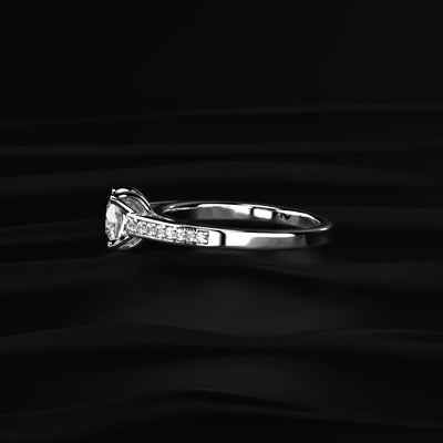 0.5 ct Round Diamond Pave Floral Prong Ring | Earthly Jewels