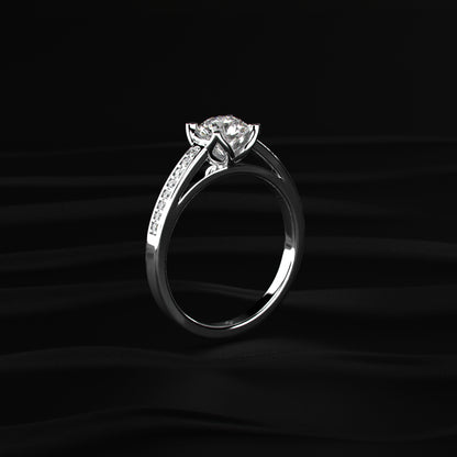 0.5 ct Round Diamond Pave Floral Prong Ring
