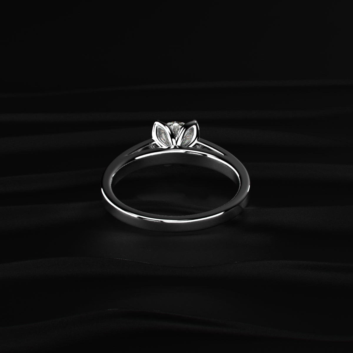 0.5 ct Round Diamond Pave Floral Prong Ring