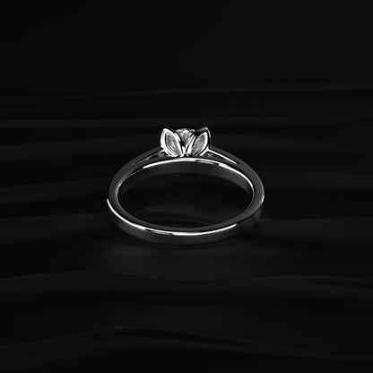 0.5 ct Round Diamond Pave Floral Prong Ring