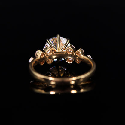 Portuguese Cut Engagement Ring With Accent Stones | Earthly Jewels