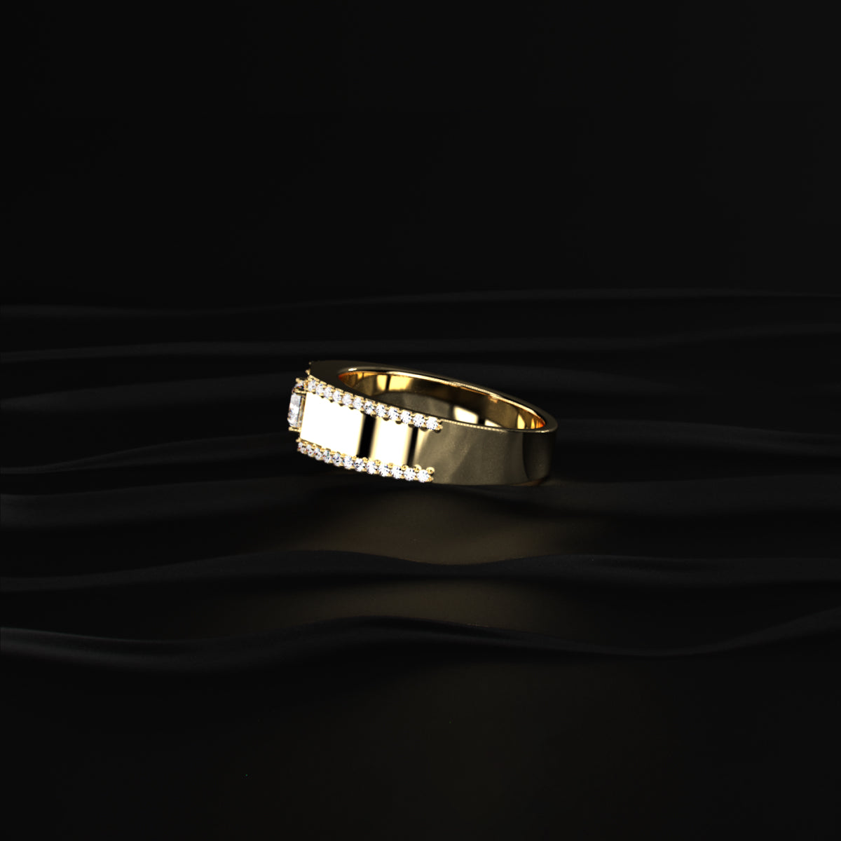 Radiant Solitaire Men'S Ring With Accent Stone