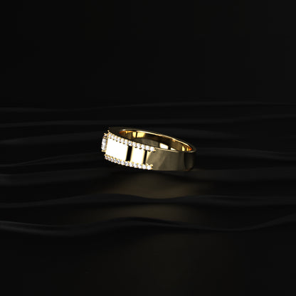 Radiant Solitaire Men'S Ring With Accent Stone