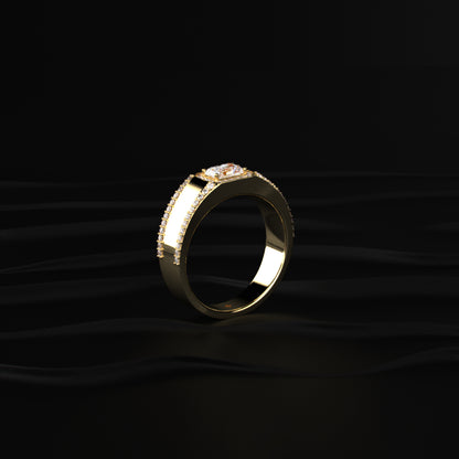 Radiant Solitaire Men'S Ring With Accent Stone