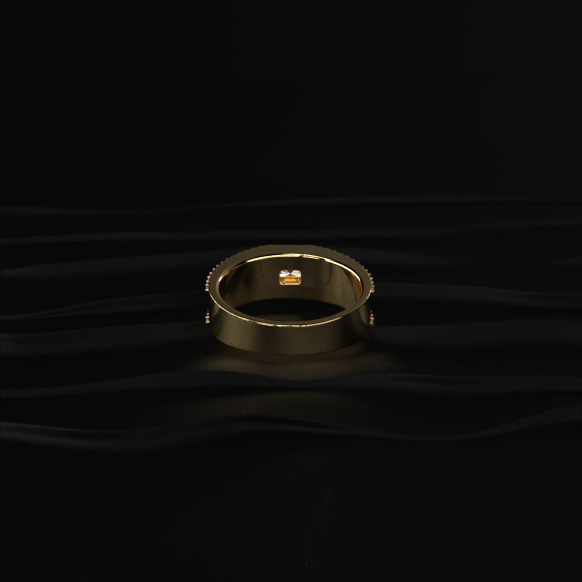 Radiant Solitaire Men'S Ring With Accent Stone