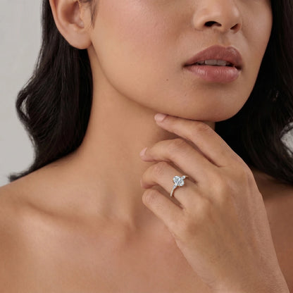 Oval Diamond Engagement Ring with Side Stones | Earthly Jewels | Model Image