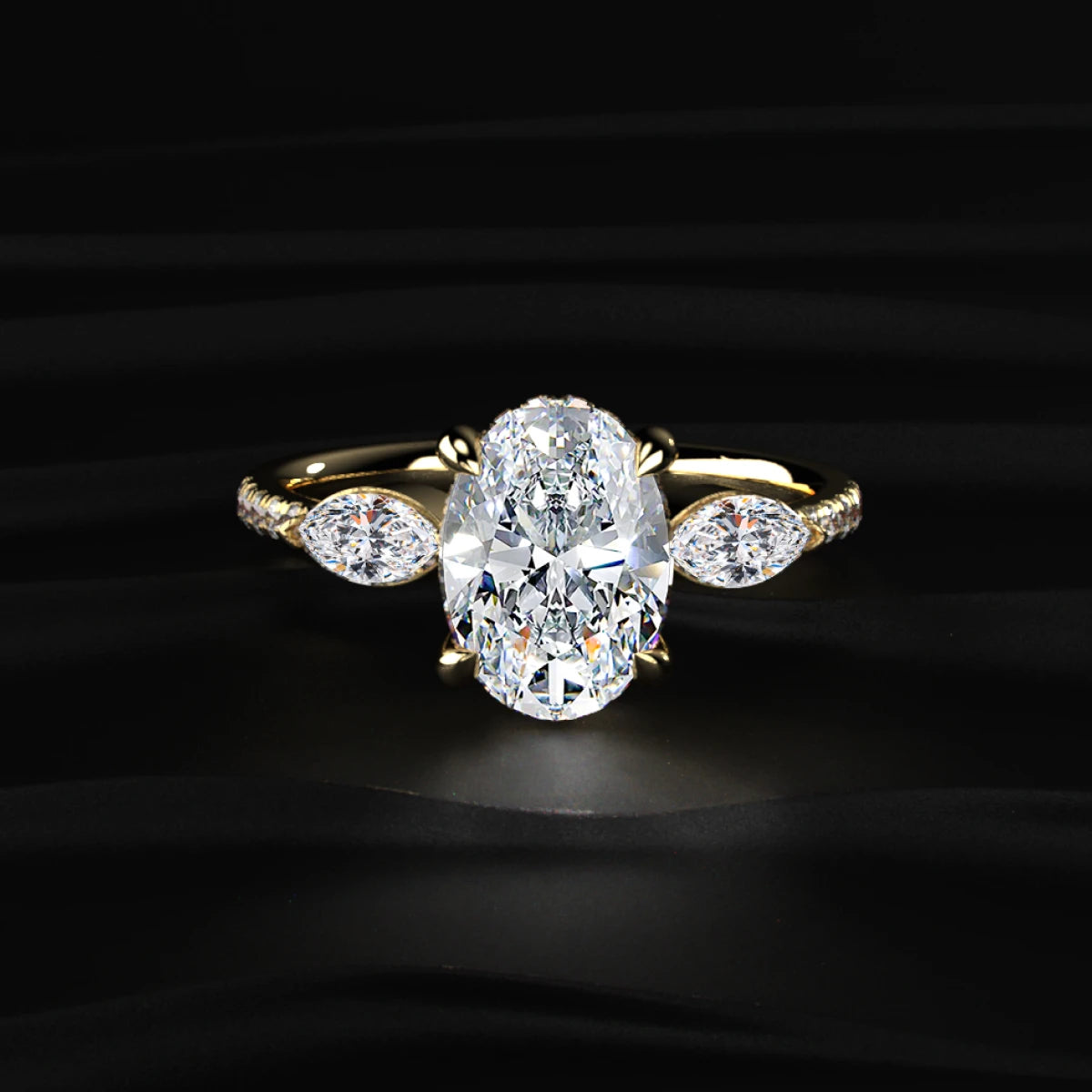 Oval Diamond Engagement Ring with Side Stones | Earthly Jewels