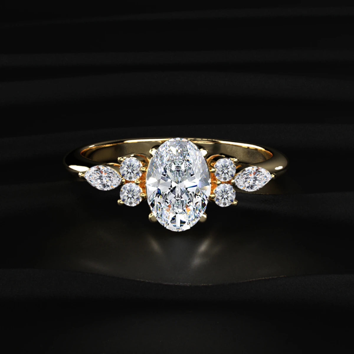 Oval Engagement Ring with Side Accents | Earthly Jewels