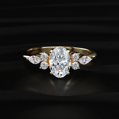 Oval Engagement Ring with Side Accents | Earthly Jewels