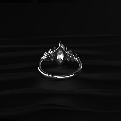 Marquise Solitaire With Cluster Diamond Ring