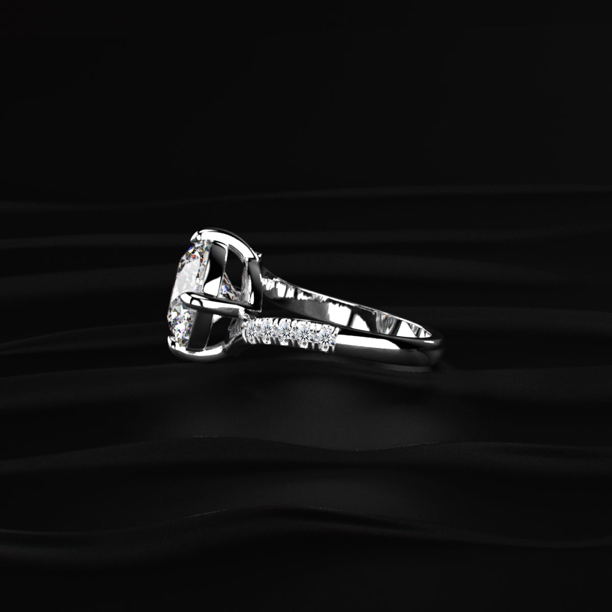 Round Diamond Solitaire Ring With Pave Band | Earthly Jewels