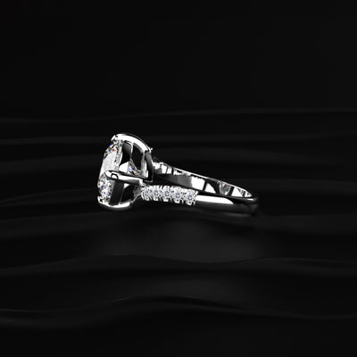 Round Diamond Solitaire Ring With Pave Band | Earthly Jewels