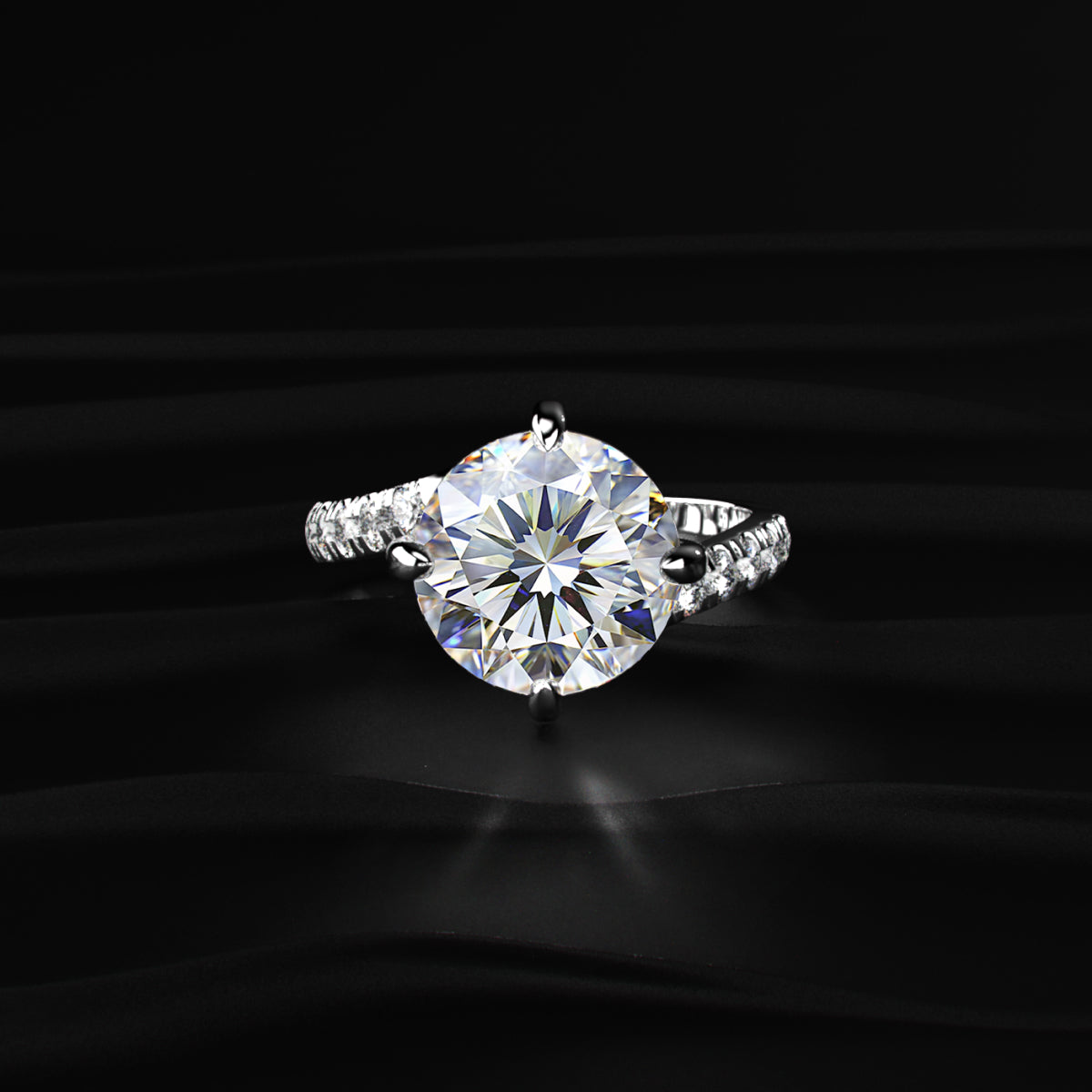 Round Diamond Solitaire Ring With Pave Band | Earthly Jewels