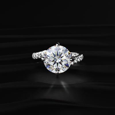 Round Diamond Solitaire Ring With Pave Band | Earthly Jewels