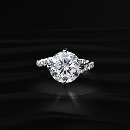 Round Diamond Solitaire Ring With Pave Band | Earthly Jewels