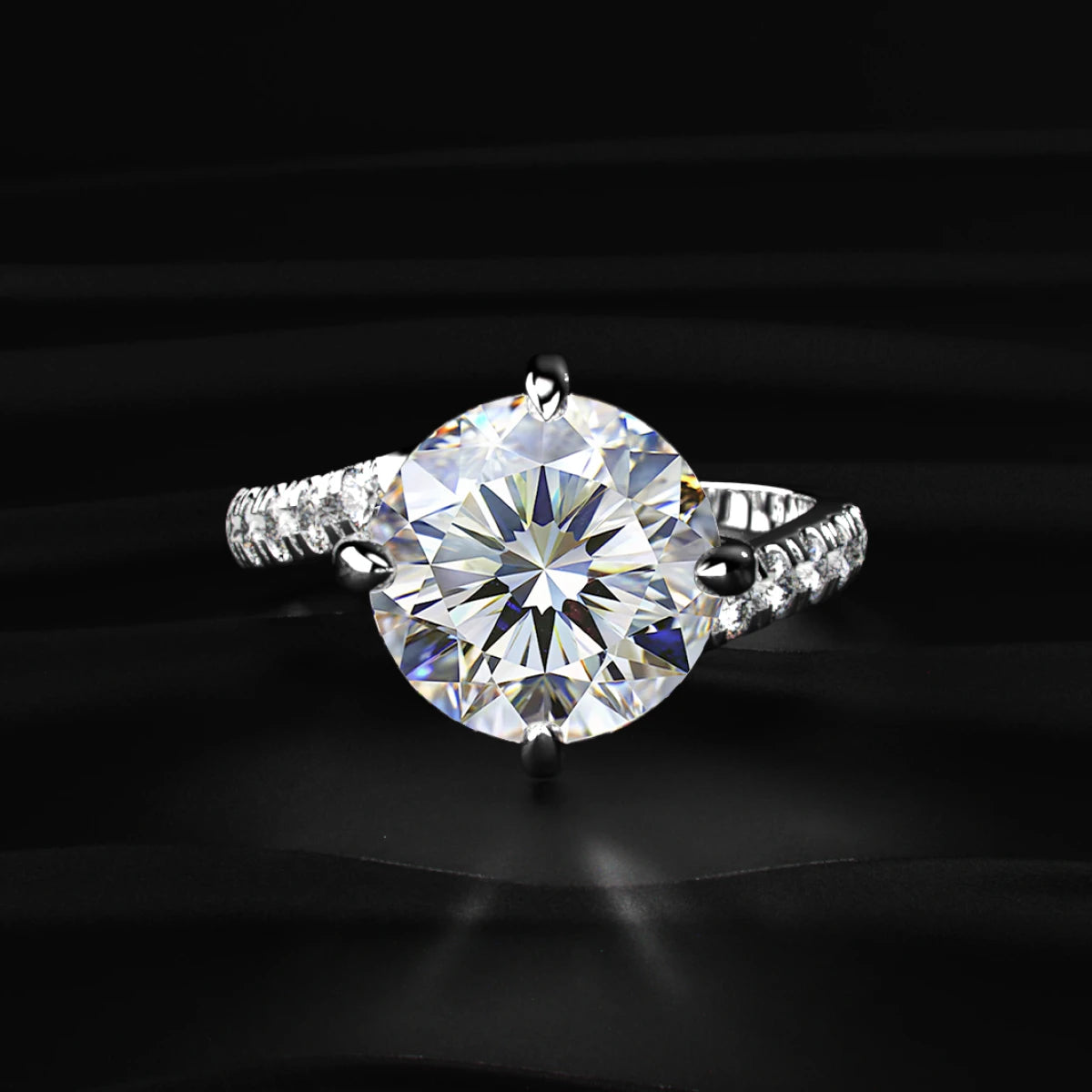 Round Diamond Solitaire Ring With Pave Band | Earthly Jewels