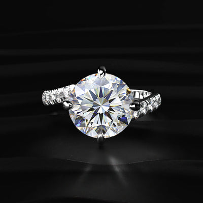 Round Diamond Solitaire Ring With Pave Band | Earthly Jewels