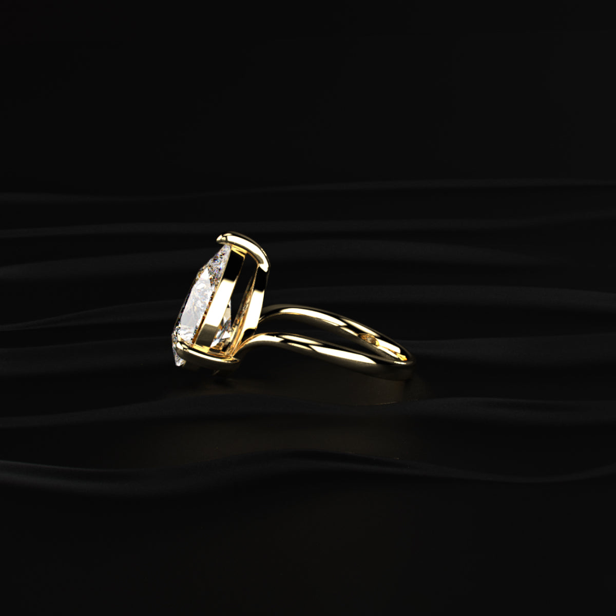 Pear Shaped Diamond Fluid Ring With Stack Band | Earthly Jewels