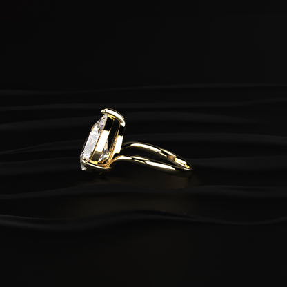 Pear Shaped Diamond Fluid Ring With Stack Band | Earthly Jewels