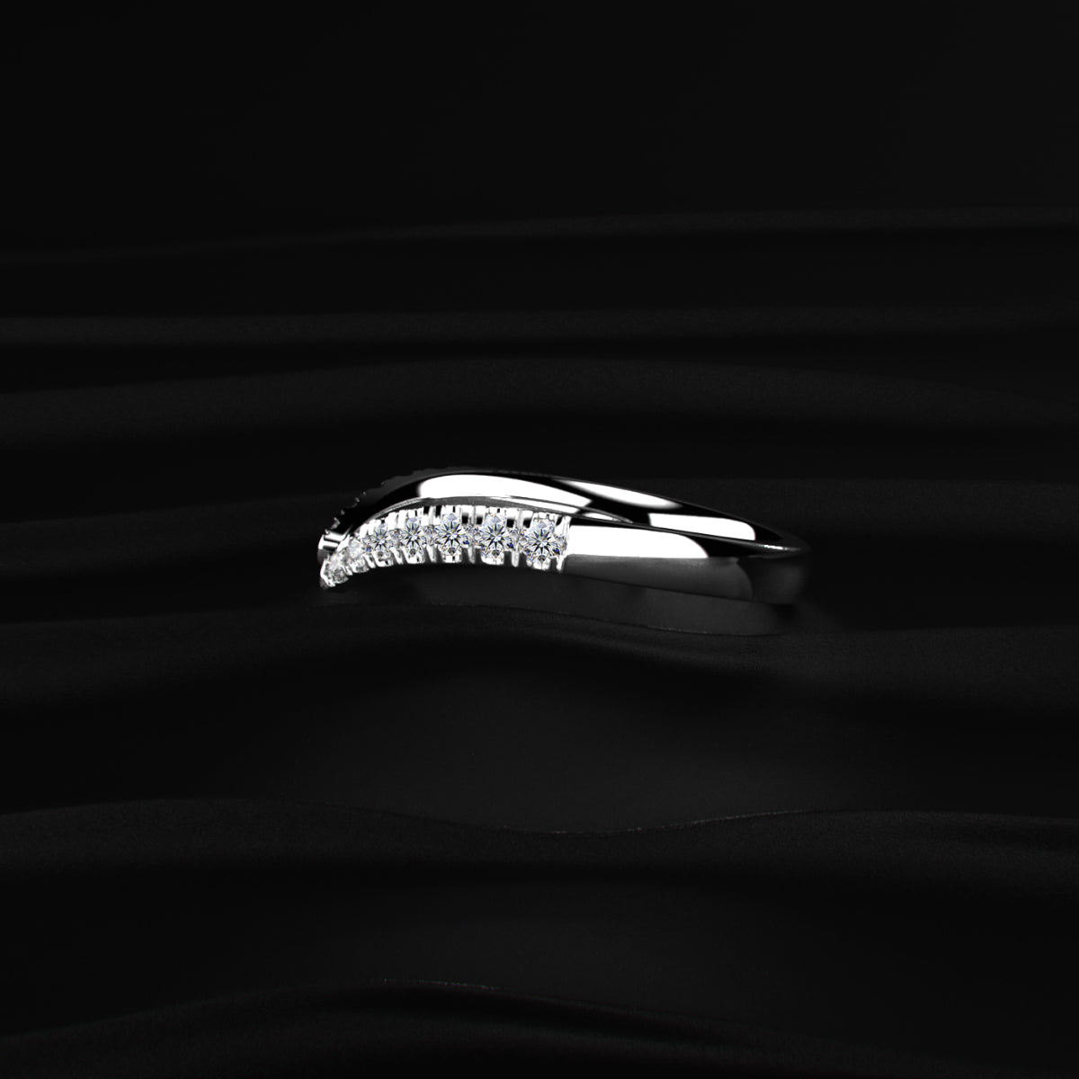 Pear Shaped Diamond Fluid Ring With Stack Band | Earthly Jewels