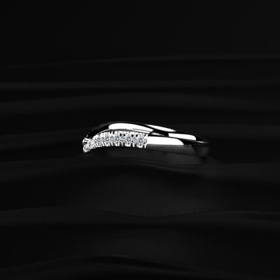 Pear Shaped Diamond Fluid Ring With Stack Band | Earthly Jewels