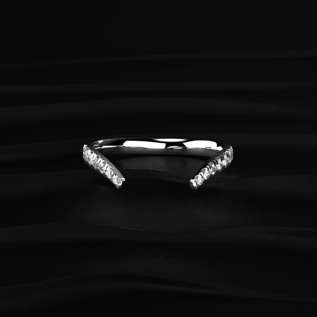 Pear Shaped Diamond Fluid Ring With Stack Band | Earthly Jewels