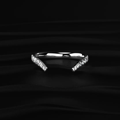 Pear Shaped Diamond Fluid Ring With Stack Band | Earthly Jewels