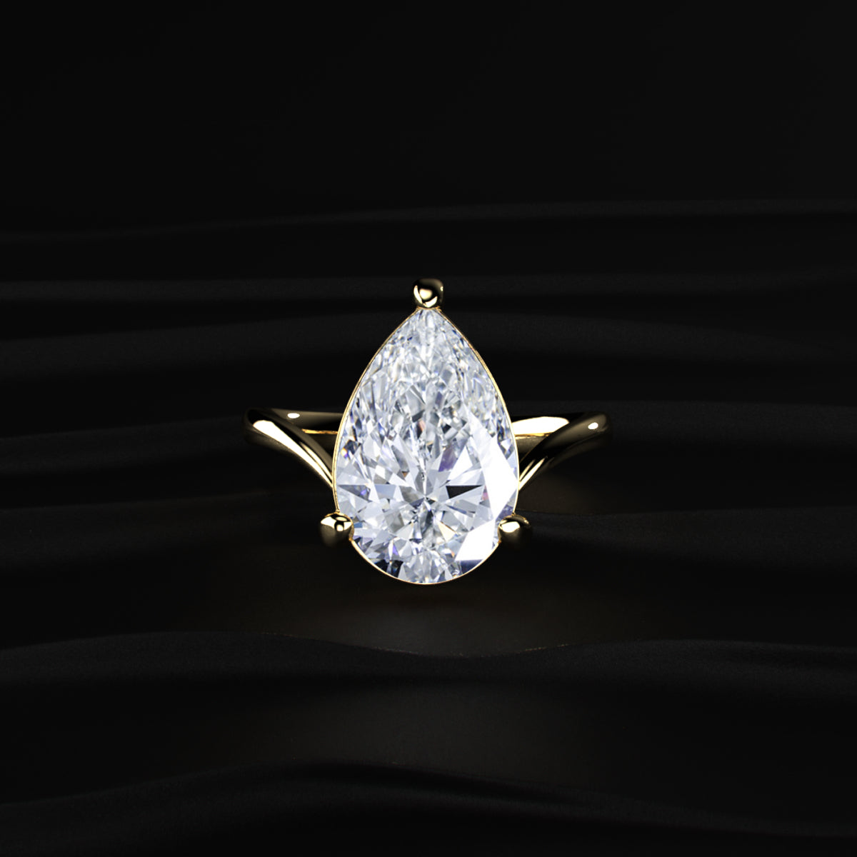 Pear Shaped Diamond Fluid Ring With Stack Band | Earthly Jewels