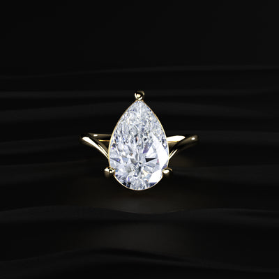 Pear Shaped Diamond Fluid Ring With Stack Band | Earthly Jewels
