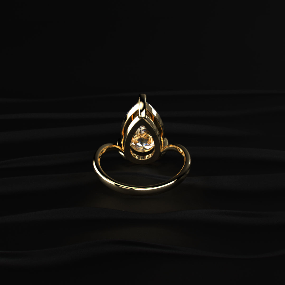 Pear Shaped Diamond Fluid Ring With Stack Band | Earthly Jewels