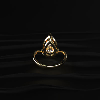Pear Shaped Diamond Fluid Ring With Stack Band | Earthly Jewels