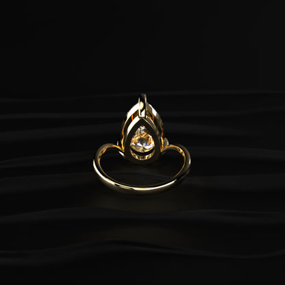 Pear Shaped Diamond Fluid Ring With Stack Band | Earthly Jewels