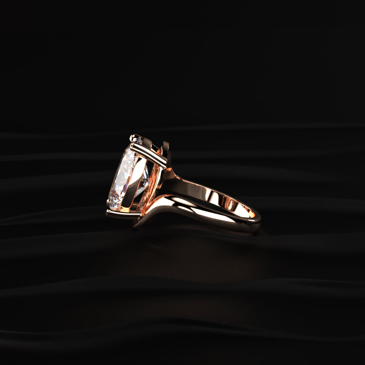 Oval Solitaire Diamond Bypass Setting Ring | Earthly Jewels