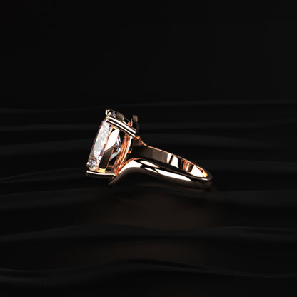 Oval Solitaire Diamond Bypass Setting Ring | Earthly Jewels