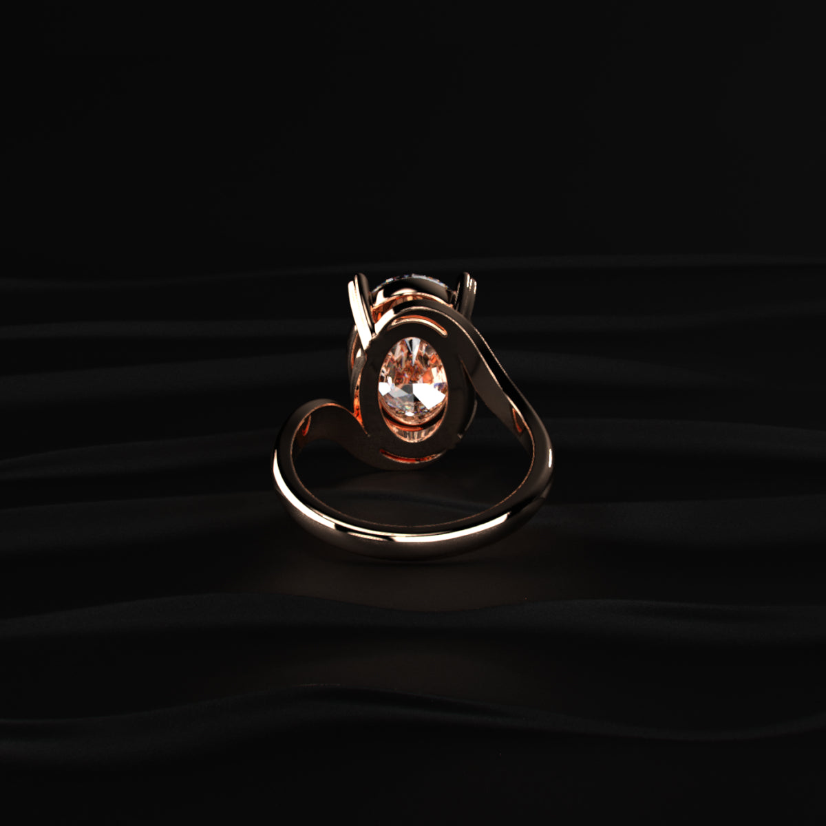 Oval Solitaire Diamond Bypass Setting Ring | Earthly Jewels