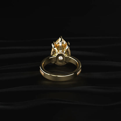Yellow Pear Solitaire Ring With Channel Setting | Earthly Jewels