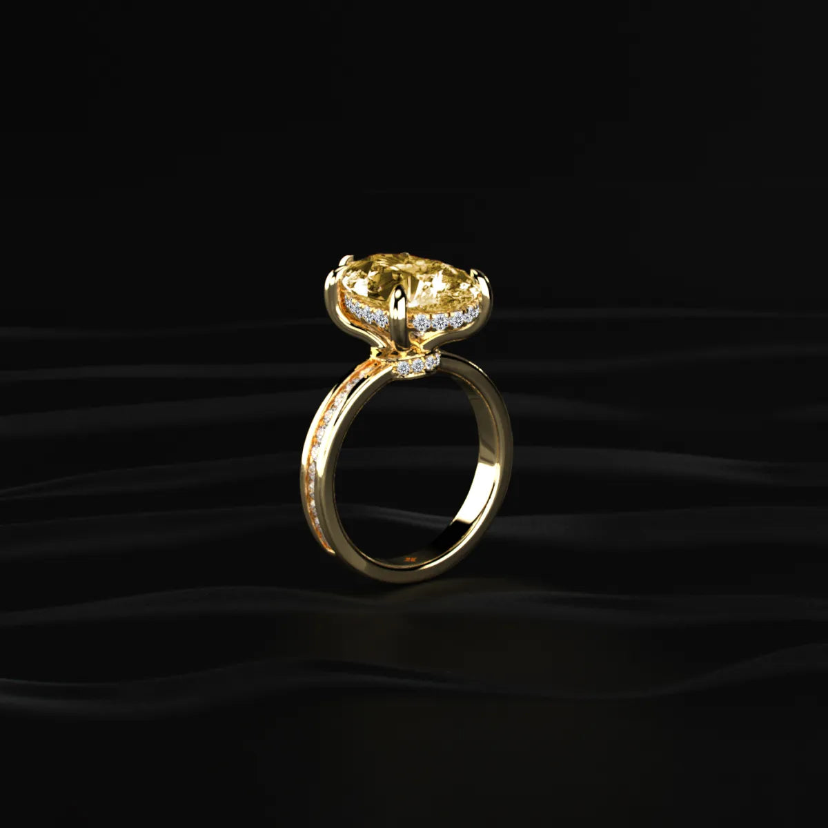 Yellow Pear Solitaire Ring With Channel Setting | Earthly Jewels