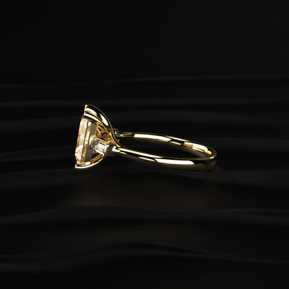 Yellow Radiant Solitaire Engagement Ring With Tapered Baguette | Earthly Jewels