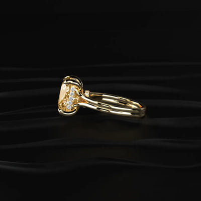 Yellow Cushion Solitaire Double Band Ring | Earthly Jewels