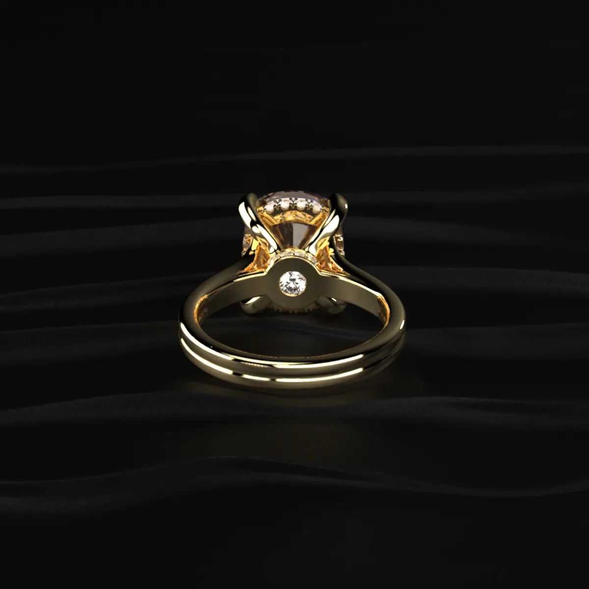 Yellow Cushion Solitaire Double Band Ring | Earthly Jewels