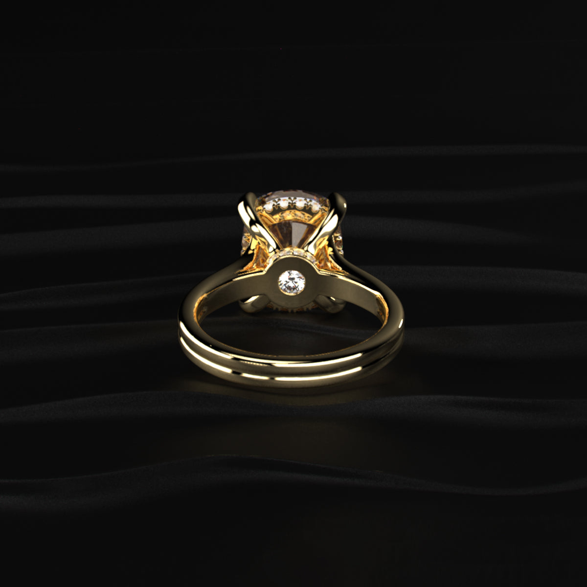 Gold ring with a diamond on a black background | Yellow Radiant Cut Lab Diamond Stud Earring | Earthly Jewels