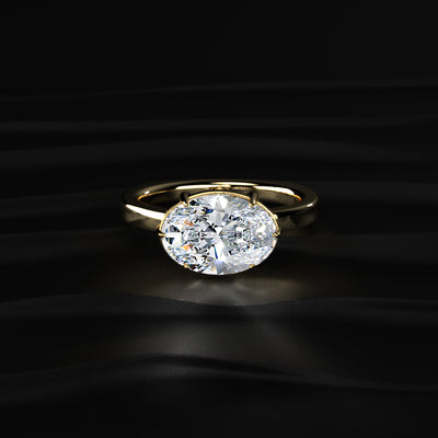 East West Oval Solitaire Engagement Ring | Earthly Jewels