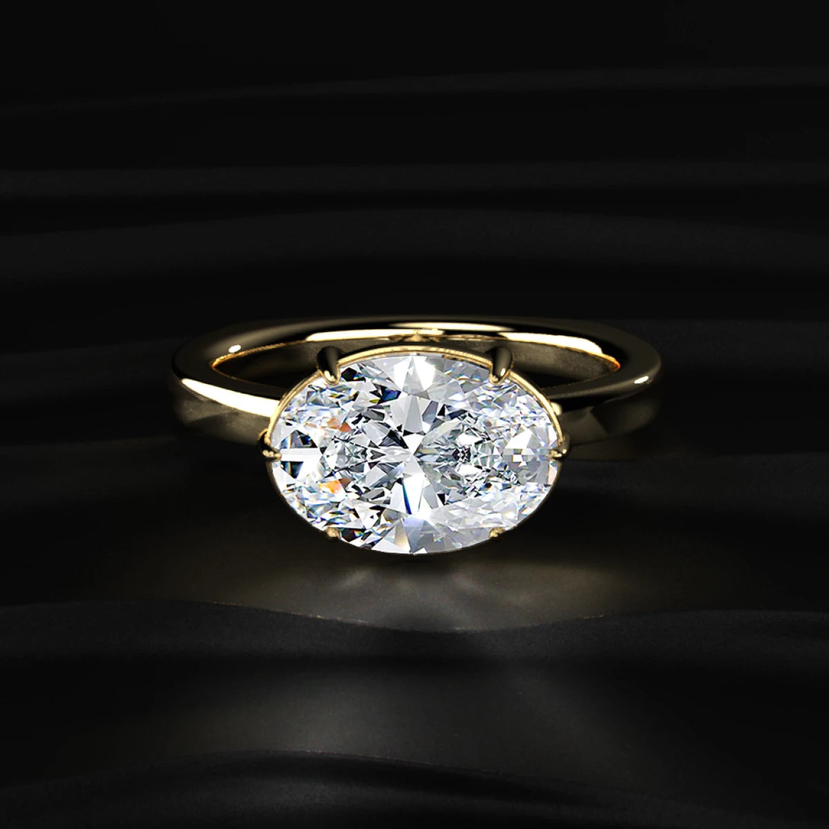 East West Oval Solitaire Engagement Ring | Earthly Jewels