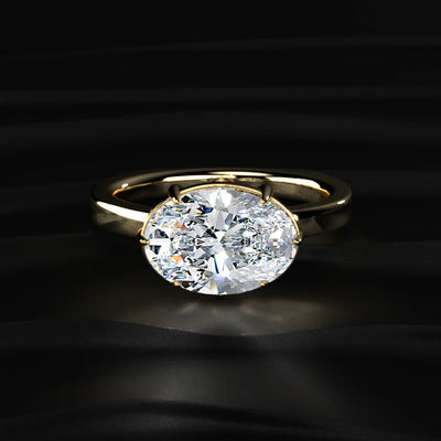 East West Oval Solitaire Engagement Ring | Earthly Jewels