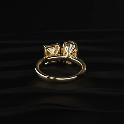 Fancy Yellow Radiant And Oval Toi Et Moi Ring | Earthly  Jewels