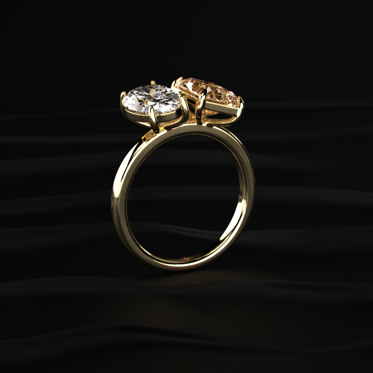 Fancy Yellow Radiant And Oval Toi Et Moi Ring | Earthly Jewels