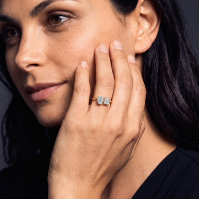 Radiant And Oval Toi Et Moi Ring | Model Image