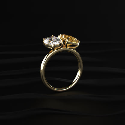 Fancy Yellow Radiant And Oval Toi Et Moi Ring | Earthly  Jewels