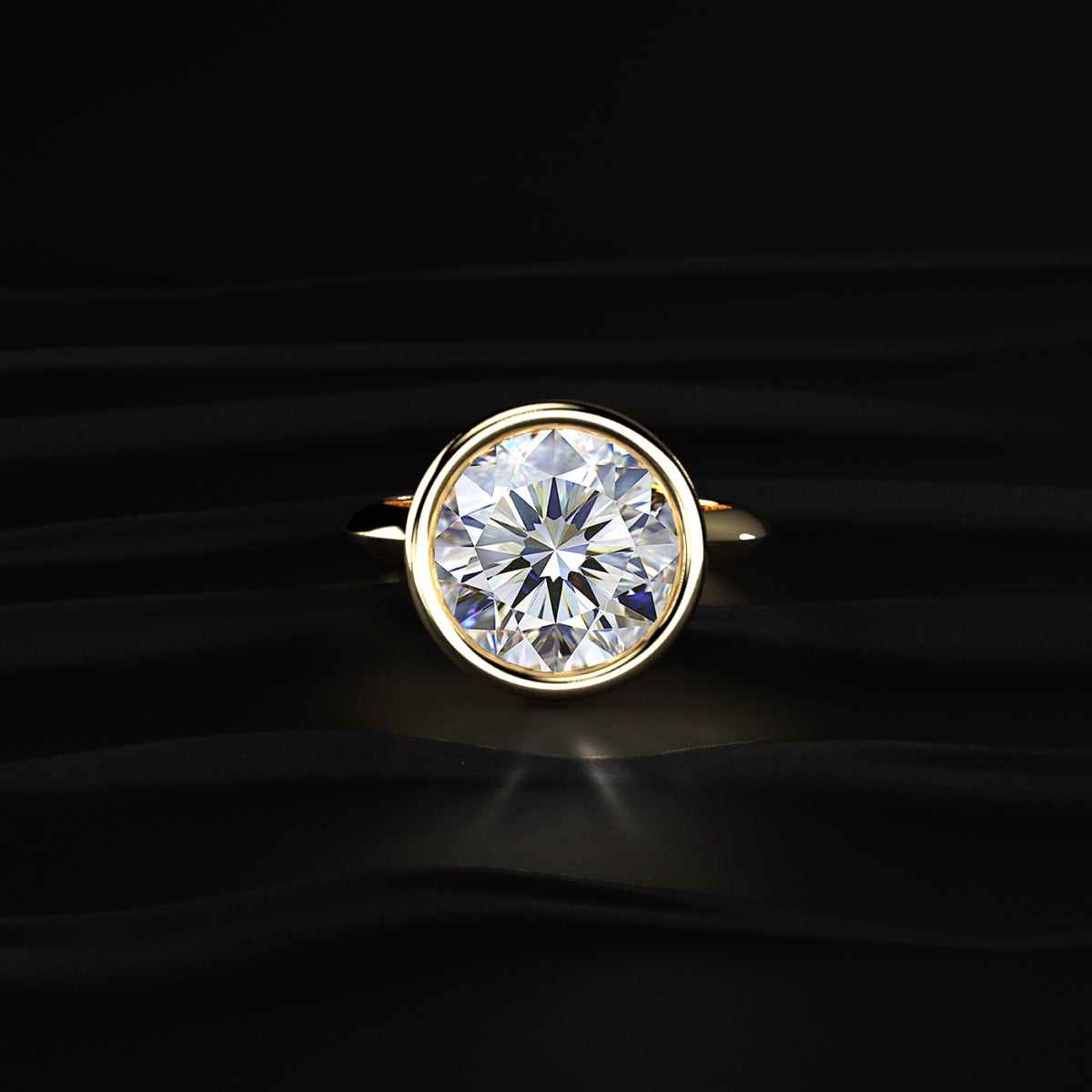 Round Diamond Solitaire Engagement Ring Bezel Setting | Earthly Jewels