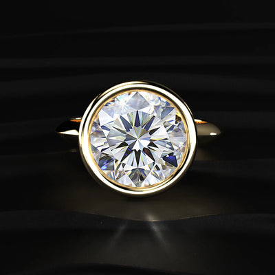 Round Diamond Solitaire Engagement Ring Bezel Setting | Earthly Jewels